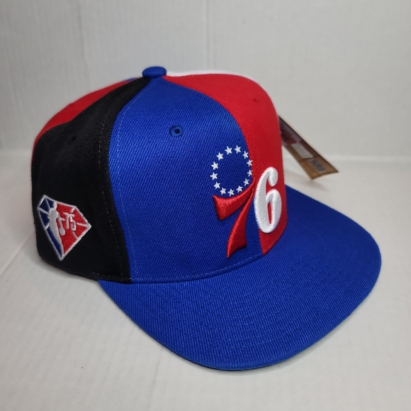 Philadelphia 76ers Mitchell & Ness NBA 75th Anniversary What The? Snapback Hat. - Picture 1 of 6